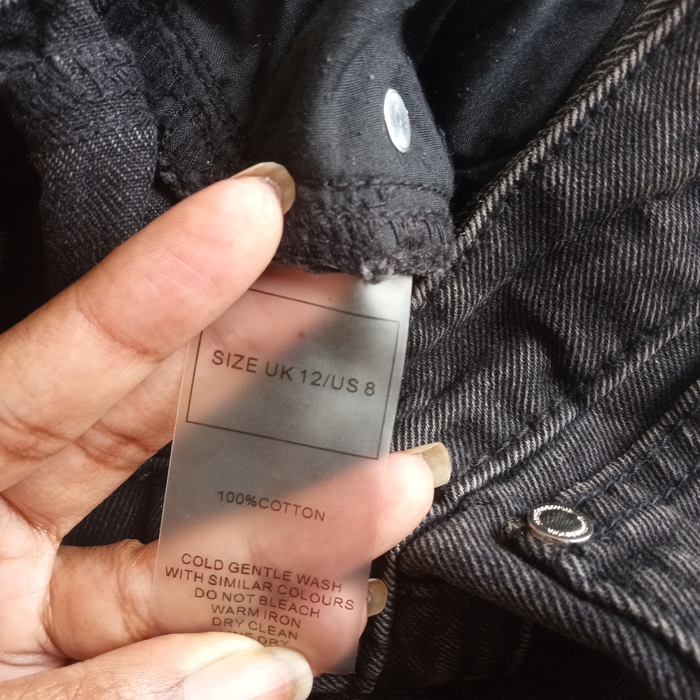 Maniere De Voir Half Foldover Mom Jeans in Washed Black Size 8 - Picture 10 of 10